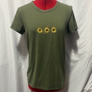 Stylish Olive Green Floral Women's Tee